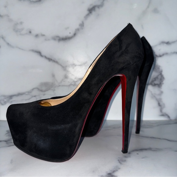 Christian Louboutin Daffodile Black Suede Platform Pumps Size US 12 / EU 42 - Picture 8 of 12